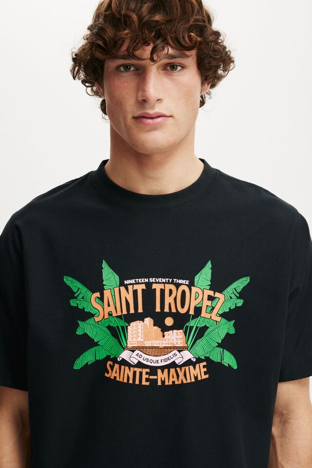 Cotton On Cropped Fit Graphic T-Shirt Black/saint Tropez