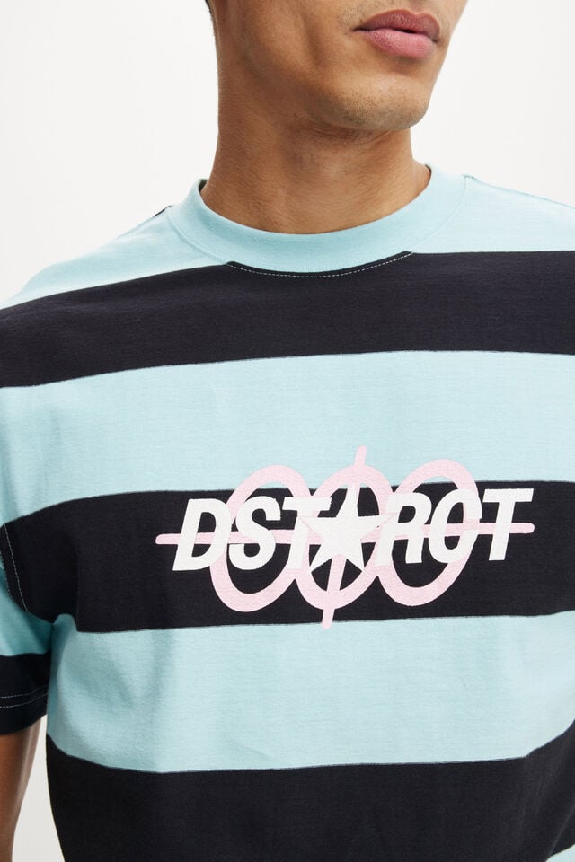 Cotton On Cropped Fit Graphic T-Shirt Blue Navy Stripe/triple Star