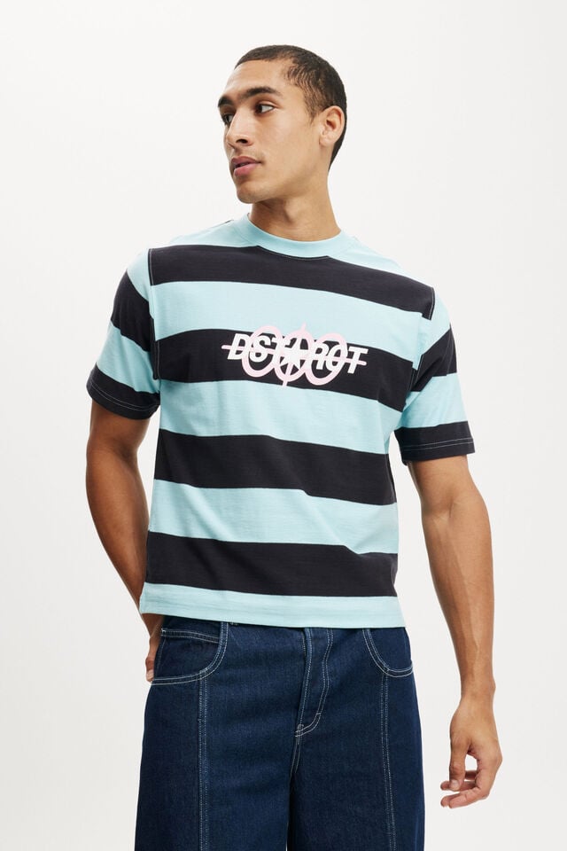 cotton on Cropped Fit Graphic T-Shirt blue navy stripe/triple star