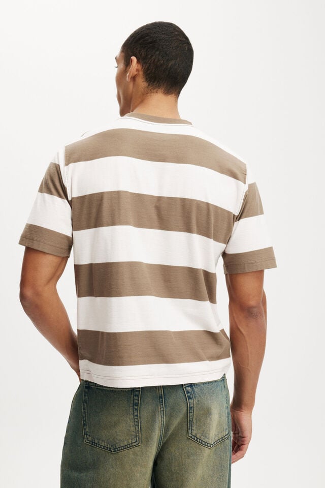 Cotton On Cropped Fit Graphic T-Shirt Brown Pink Stripe/frc25