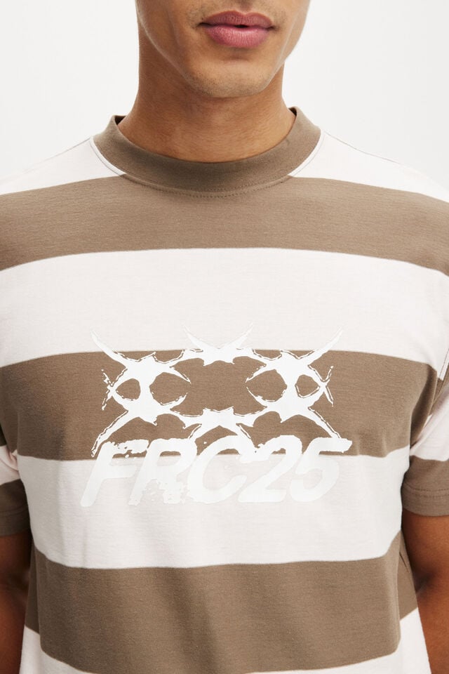 Cotton On Cropped Fit Graphic T-Shirt Brown Pink Stripe/frc25