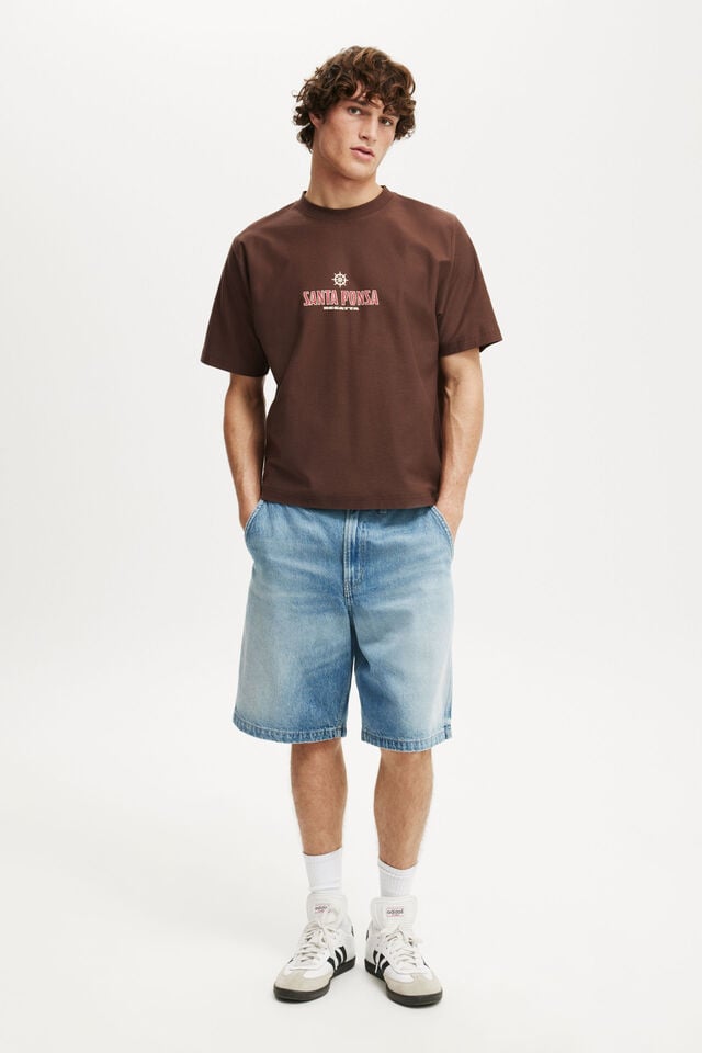 Cotton On Cropped Fit Graphic T-Shirt Chocolate Brown/santa Ponsa