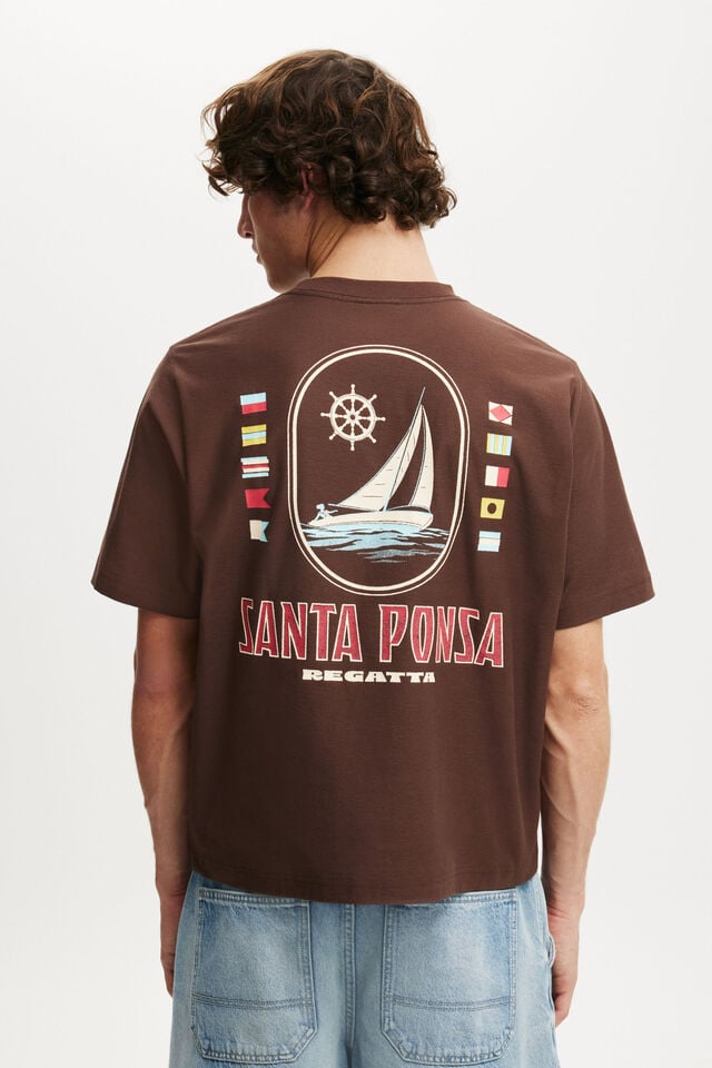 Cotton On Cropped Fit Graphic T-Shirt Chocolate Brown/santa Ponsa