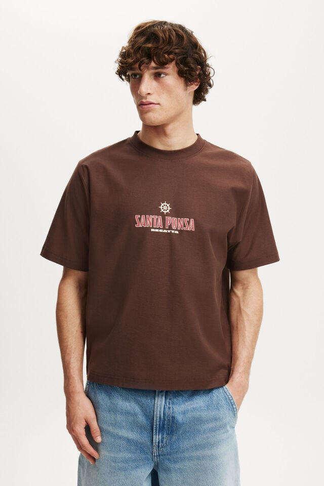 cotton on Cropped Fit Graphic T-Shirt chocolate brown/santa ponsa