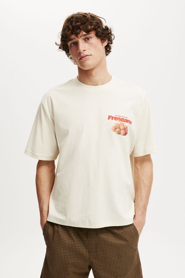 cotton on Cropped Fit Graphic T-Shirt creampuff/mandarin bag