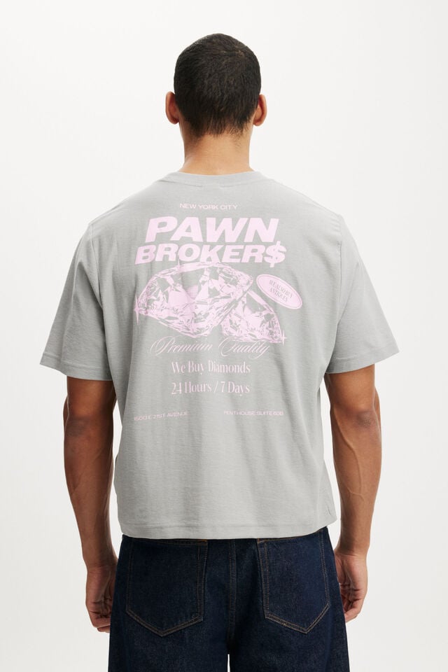 Cotton On Cropped Fit Graphic T-Shirt Gun Powder Grey/diamonds