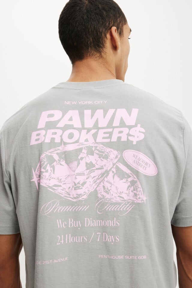 Cotton On Cropped Fit Graphic T-Shirt Gun Powder Grey/diamonds