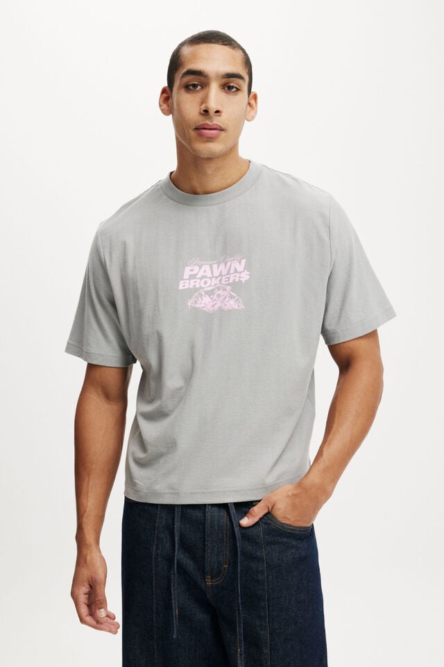 cotton on Cropped Fit Graphic T-Shirt gun powder grey/diamonds