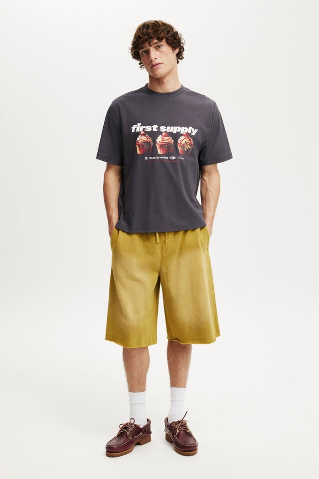 Cotton On Cropped Fit Graphic T-Shirt Late Night Blue/cupcakes