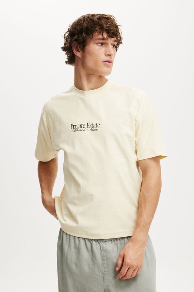 cotton on Cropped Fit Graphic T-Shirt lemon/private estate