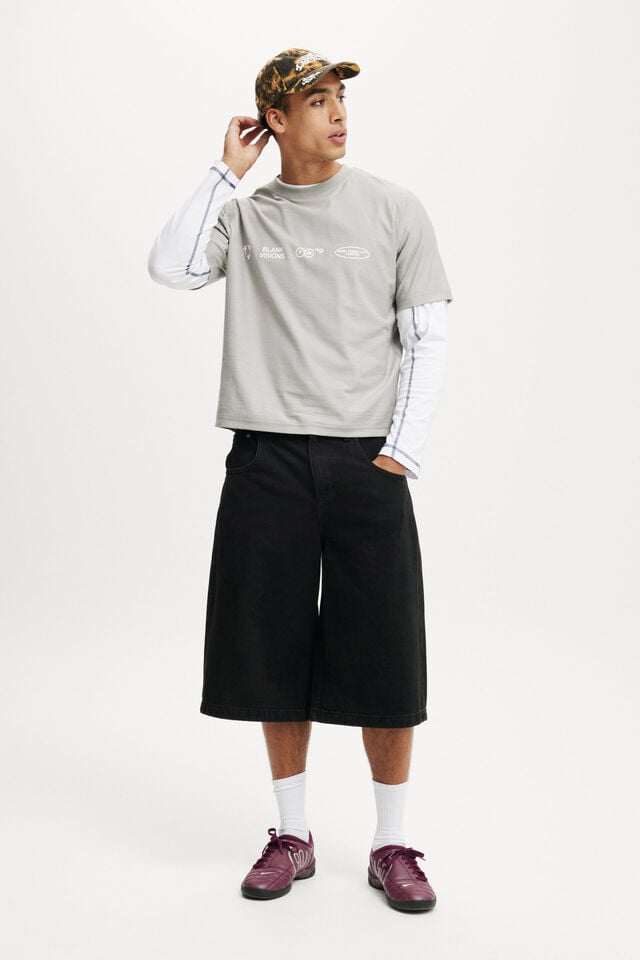 Cotton On Cropped Fit Graphic T-Shirt Overcast Grey/front Matter