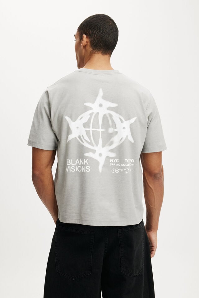 Cotton On Cropped Fit Graphic T-Shirt Overcast Grey/front Matter