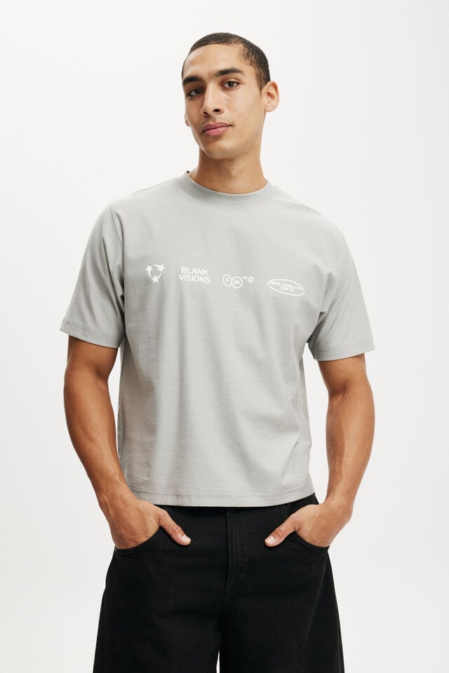 cotton on Cropped Fit Graphic T-Shirt overcast grey/front matter