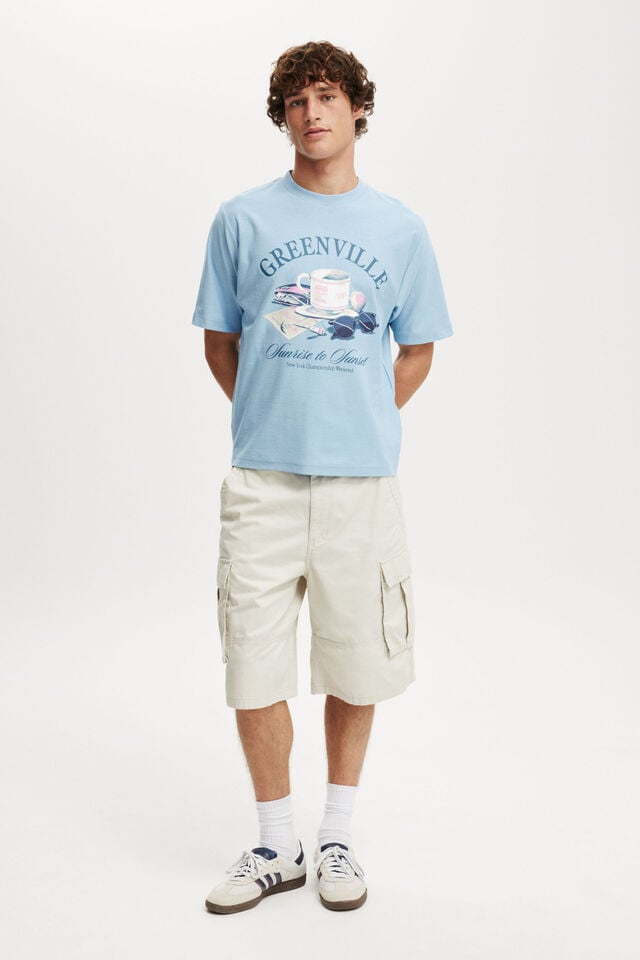 Cotton On Cropped Fit Graphic T-Shirt Pearl Blue/greenville