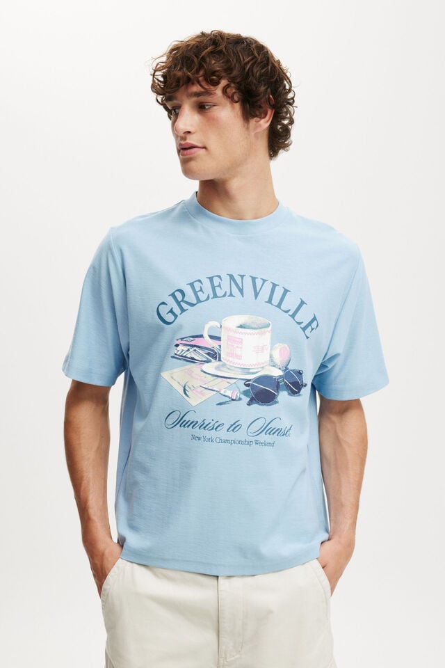 Cotton On Cropped Fit Graphic T-Shirt Pearl Blue/greenville
