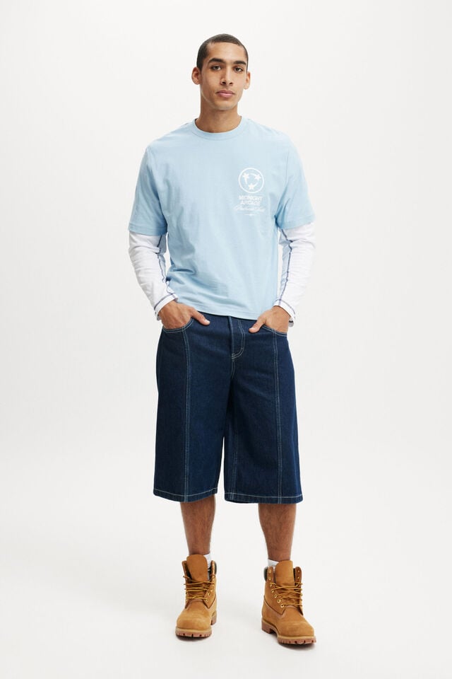 Cotton On Cropped Fit Graphic T-Shirt Pearl Blue/please Return