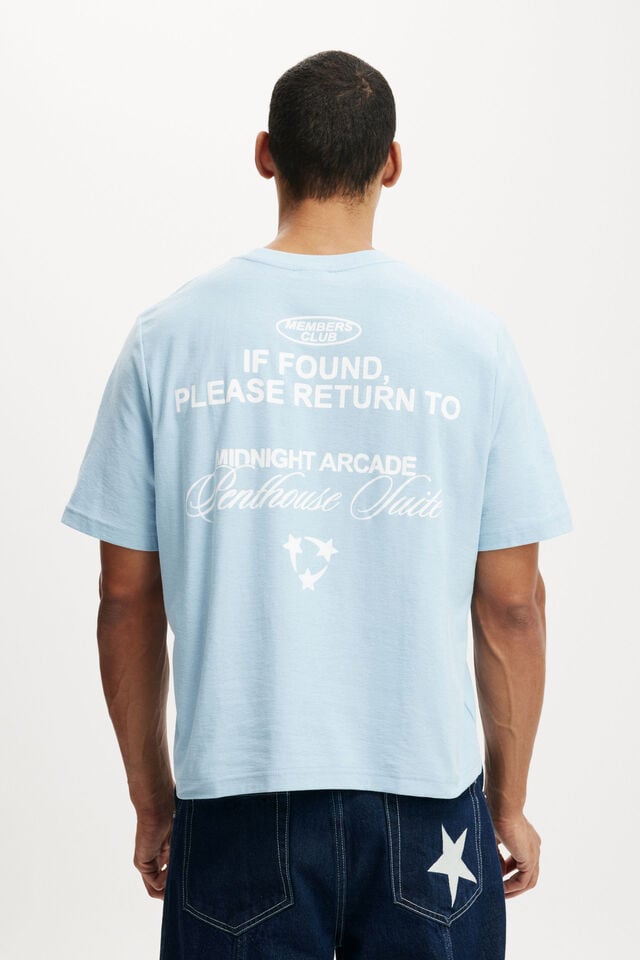 Cotton On Cropped Fit Graphic T-Shirt Pearl Blue/please Return
