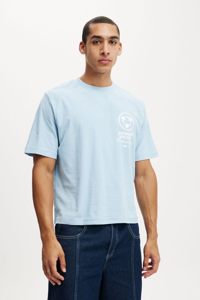 cotton on Cropped Fit Graphic T-Shirt pearl blue/please return