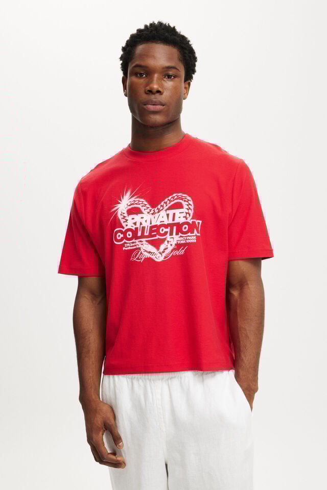 cotton on Cropped Fit Graphic T-Shirt race red/private collection