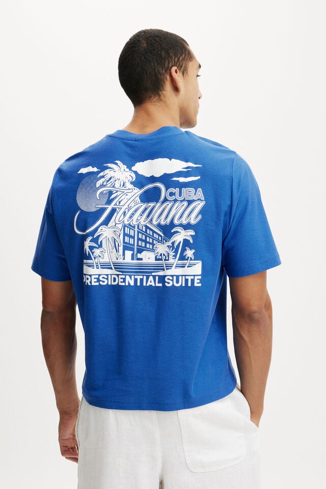 Cotton On Cropped Fit Graphic T-Shirt Royal Blue/havana