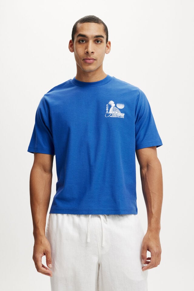 cotton on Cropped Fit Graphic T-Shirt royal blue/havana