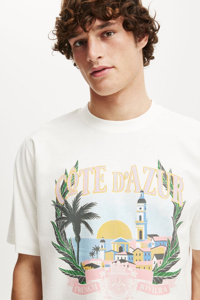 Cotton On Cropped Fit Graphic T-Shirt Vintage White/cote D Azur