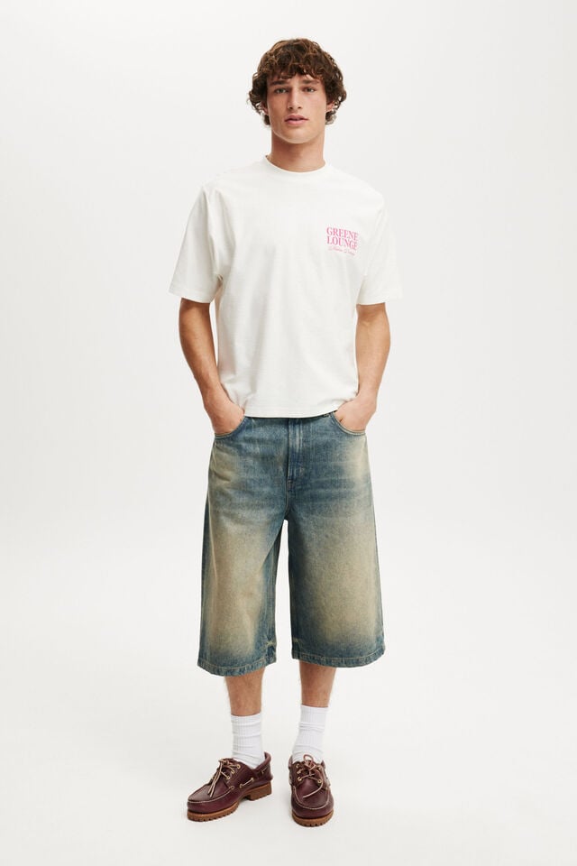 Cotton On Cropped Fit Graphic T-Shirt Vintage White/greene Lounge