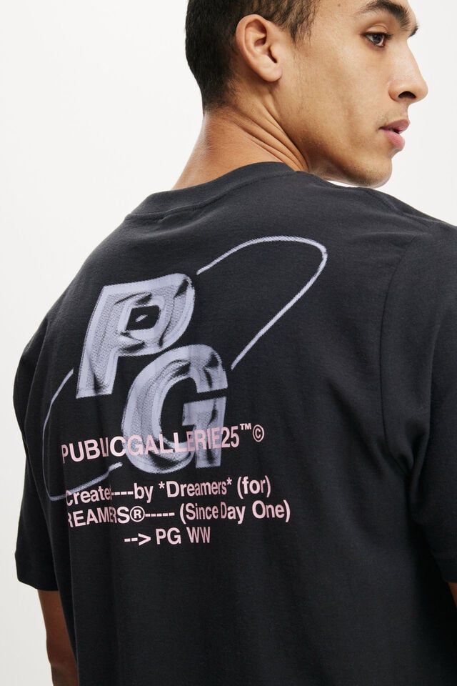 Cotton On Cropped Fit Graphic T-Shirt Washed Black/public Gallerie 25