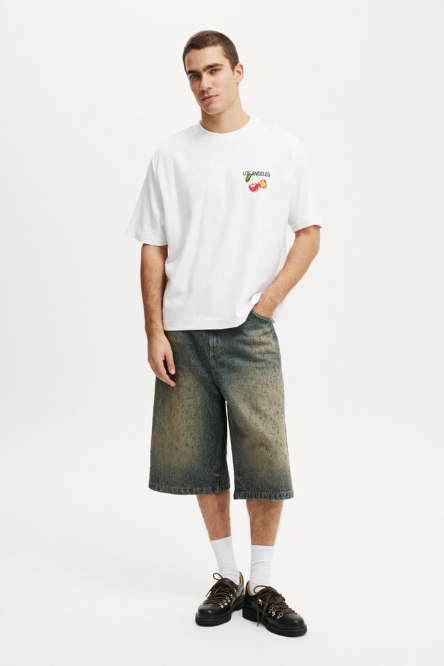 Cotton On Cropped Fit Graphic T-Shirt White/cherries