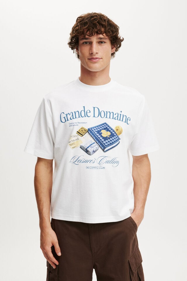 cotton on Cropped Fit Graphic T-Shirt white/grand domaine