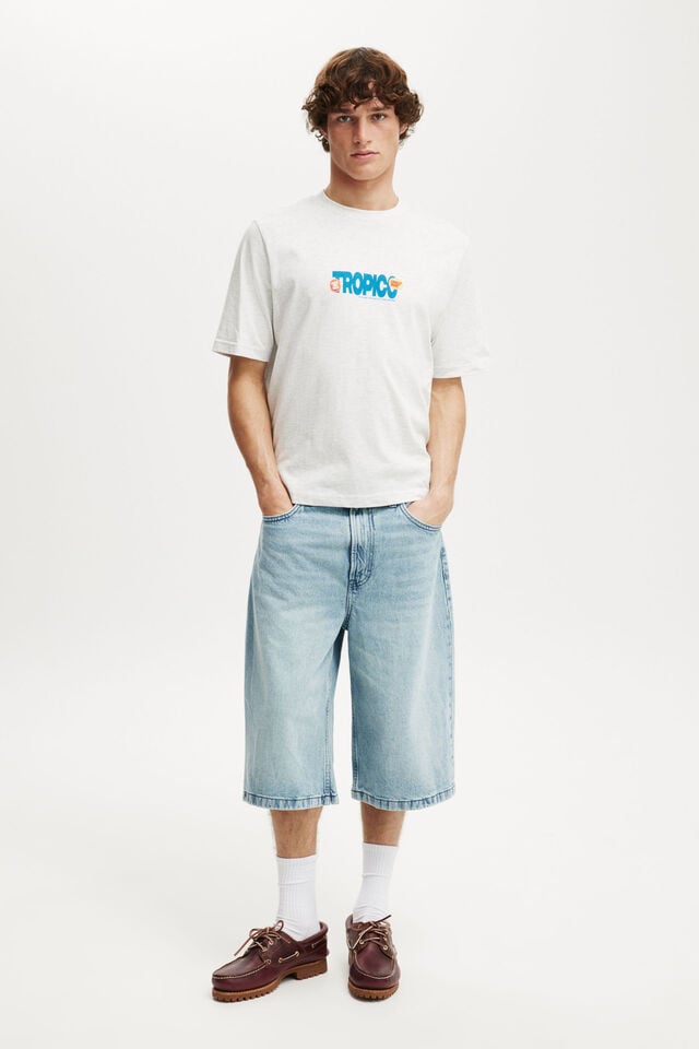 Cotton On Cropped Fit Graphic T-Shirt White Marle/fresh Produce