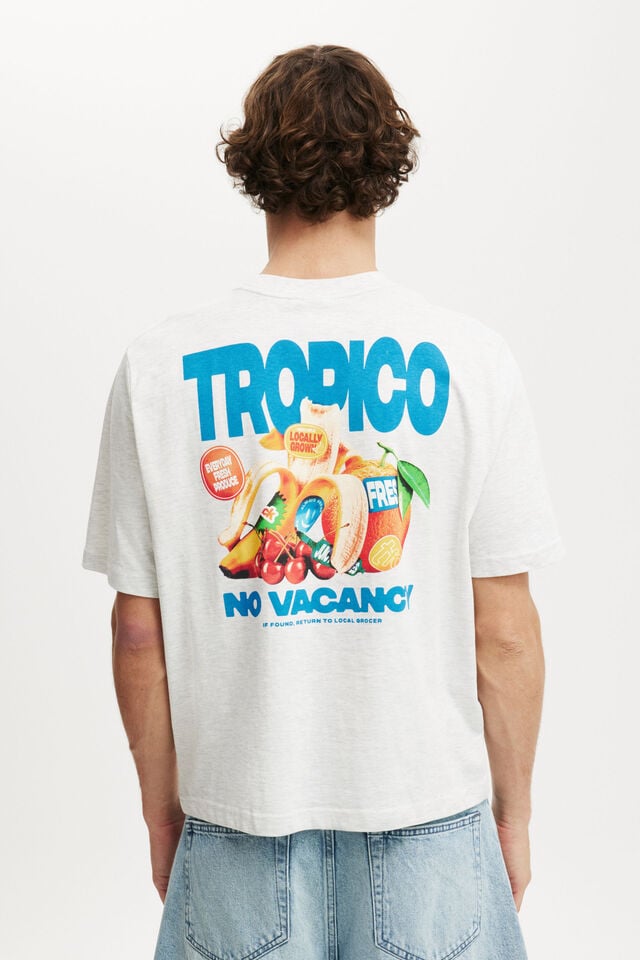 Cotton On Cropped Fit Graphic T-Shirt White Marle/fresh Produce