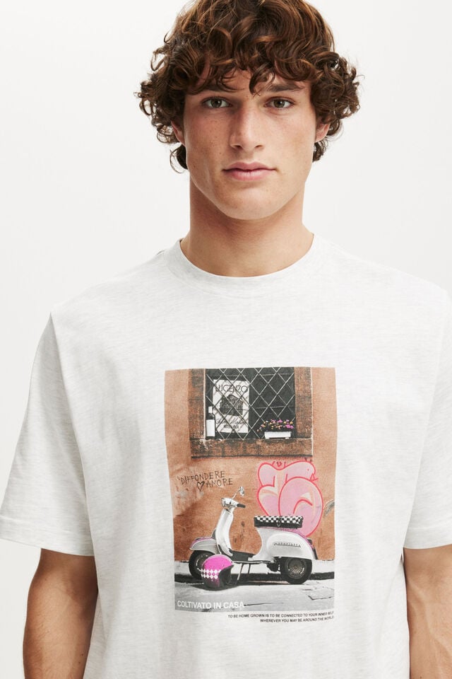 Cotton On Cropped Fit Graphic T-Shirt White Marle/scooter