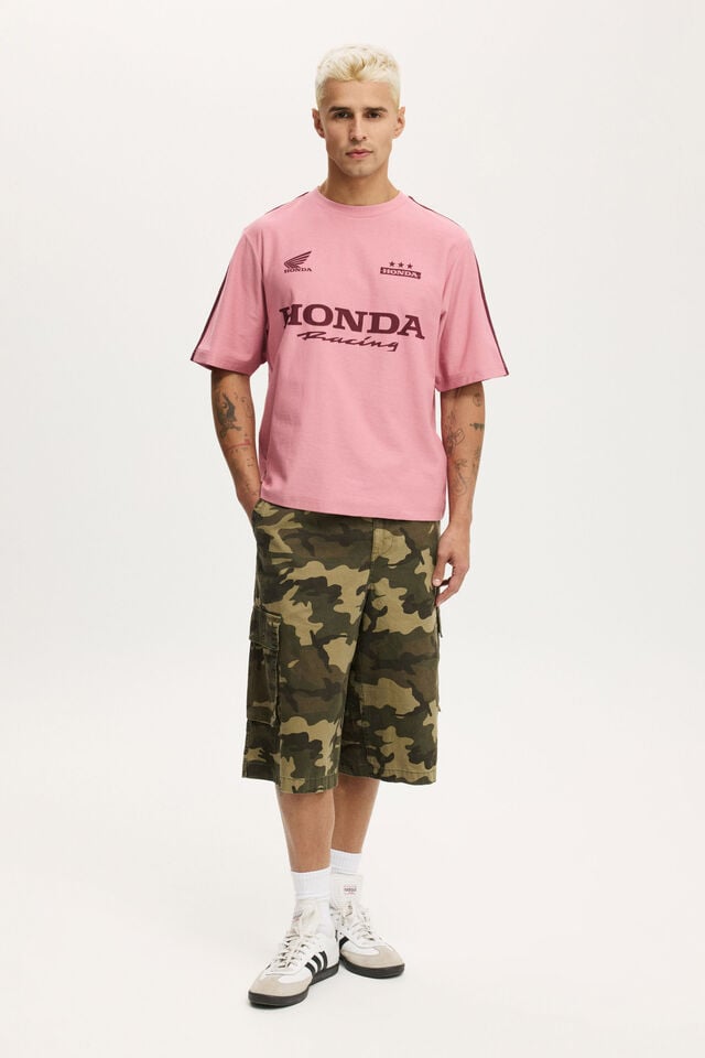Cotton On Cropped Fit Honda X Jt Racing T-Shirt Lcn Hon Vintage Rose / Honda - Racing