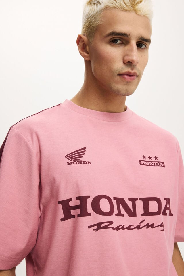 Cotton On Cropped Fit Honda X Jt Racing T-Shirt Lcn Hon Vintage Rose / Honda - Racing