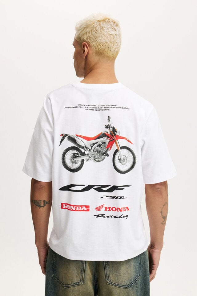 Cotton On Cropped Fit Honda X Jt Racing T-Shirt Lcn Hon White / Honda - Crf 250l