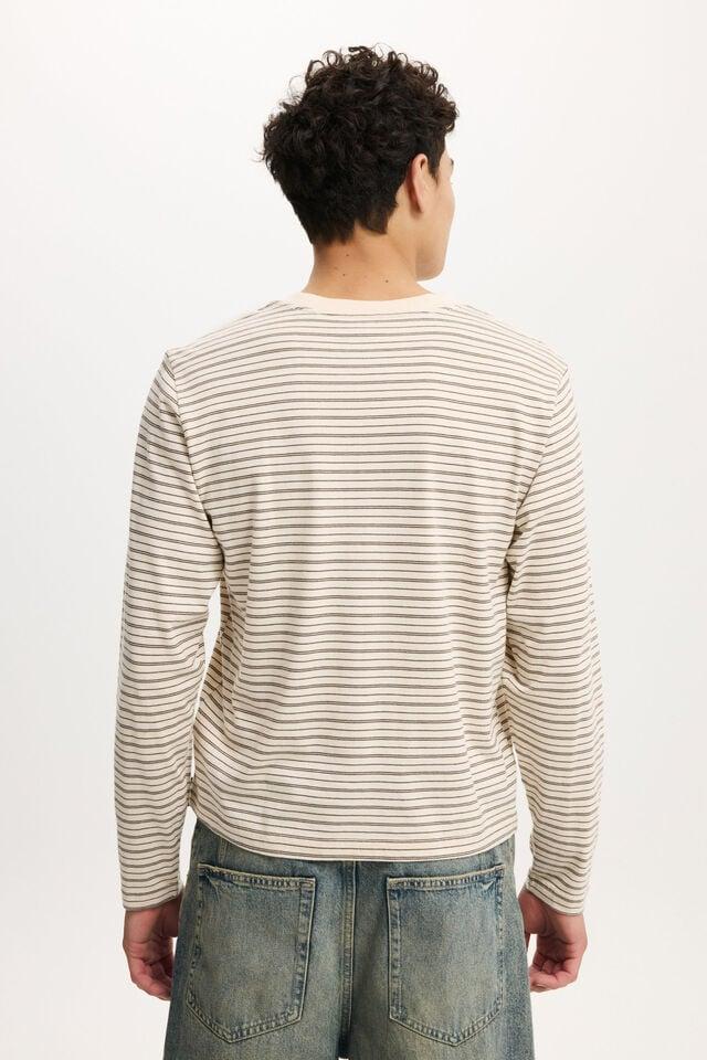 Cotton On Cropped Fit Long Sleeve Bone/ashen Brown Stripe