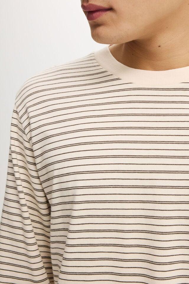 Cotton On Cropped Fit Long Sleeve Bone/ashen Brown Stripe