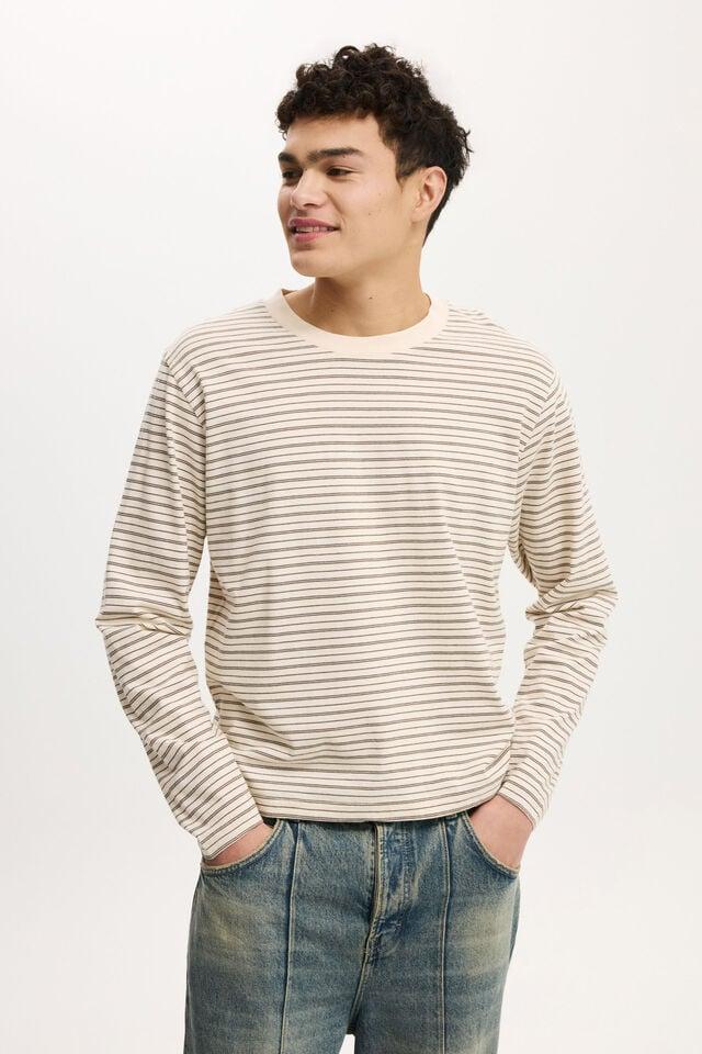 cotton on Cropped Fit Long Sleeve bone/ashen brown stripe