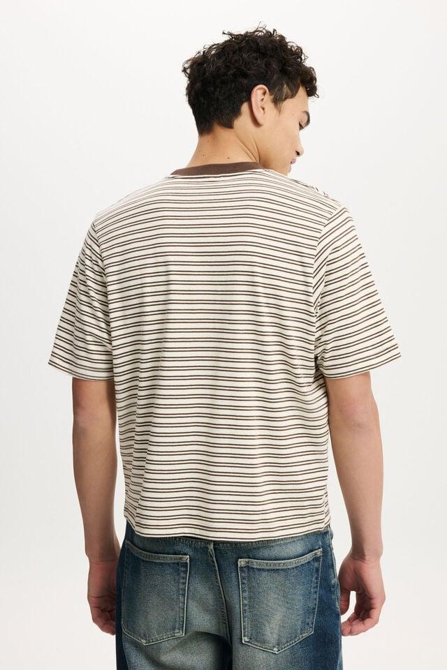 Cotton On Cropped Fit T-Shirt Creampuff / Ashen Brown Stripe