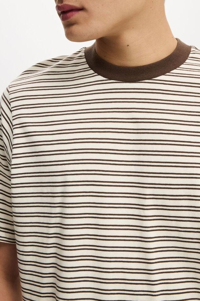 Cotton On Cropped Fit T-Shirt Creampuff / Ashen Brown Stripe