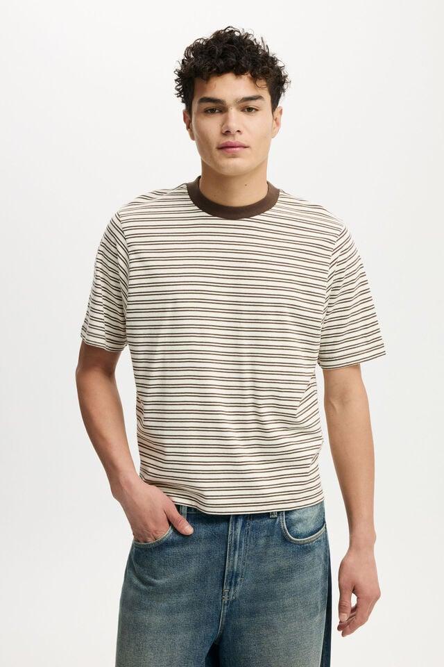 cotton on Cropped Fit T-Shirt creampuff / ashen brown stripe