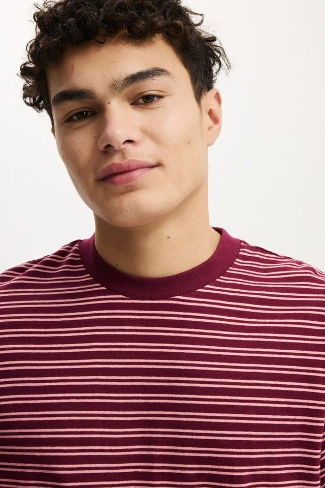 Cotton On Cropped Fit T-Shirt Velvet Plum / Vinatge Rose Stripe