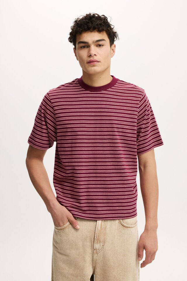 cotton on Cropped Fit T-Shirt velvet plum / vinatge rose stripe