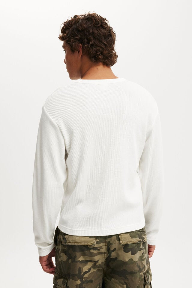 Cotton On Cropped Fit Textured Long Sleeve White Waffle
