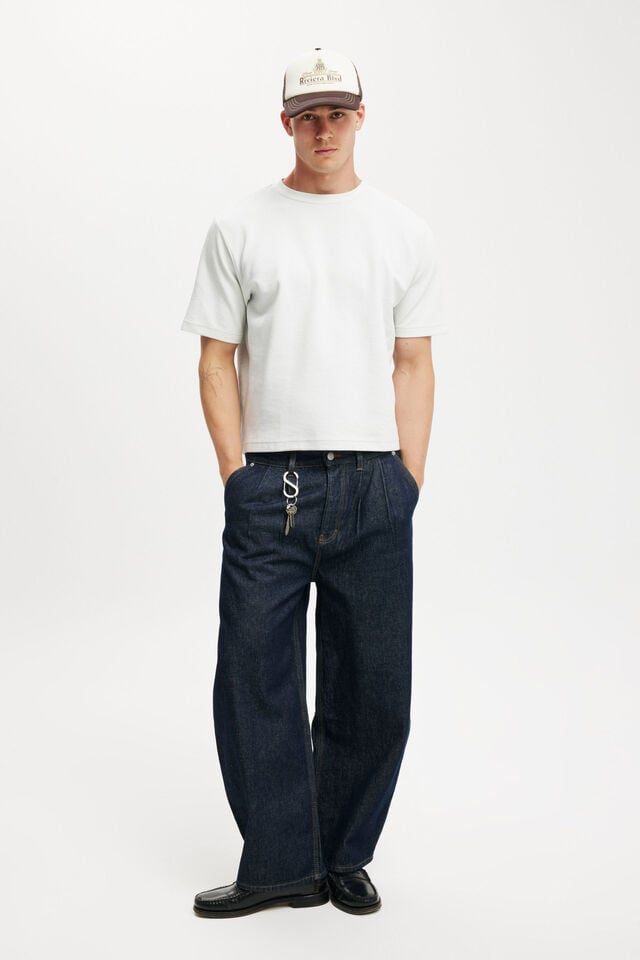 Cotton On Cropped Fit Textured T-Shirt Baby Blue Texture