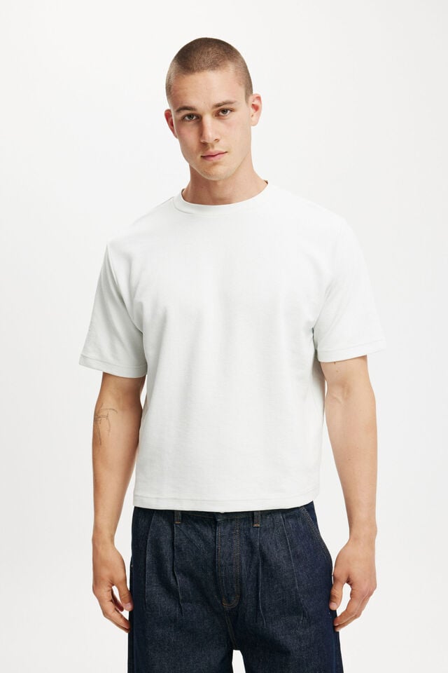 cotton on Cropped Fit Textured T-Shirt baby blue texture