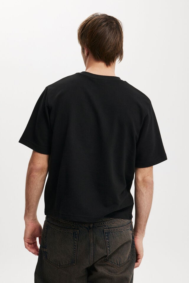 Cotton On Cropped Fit Textured T-Shirt Black Texture