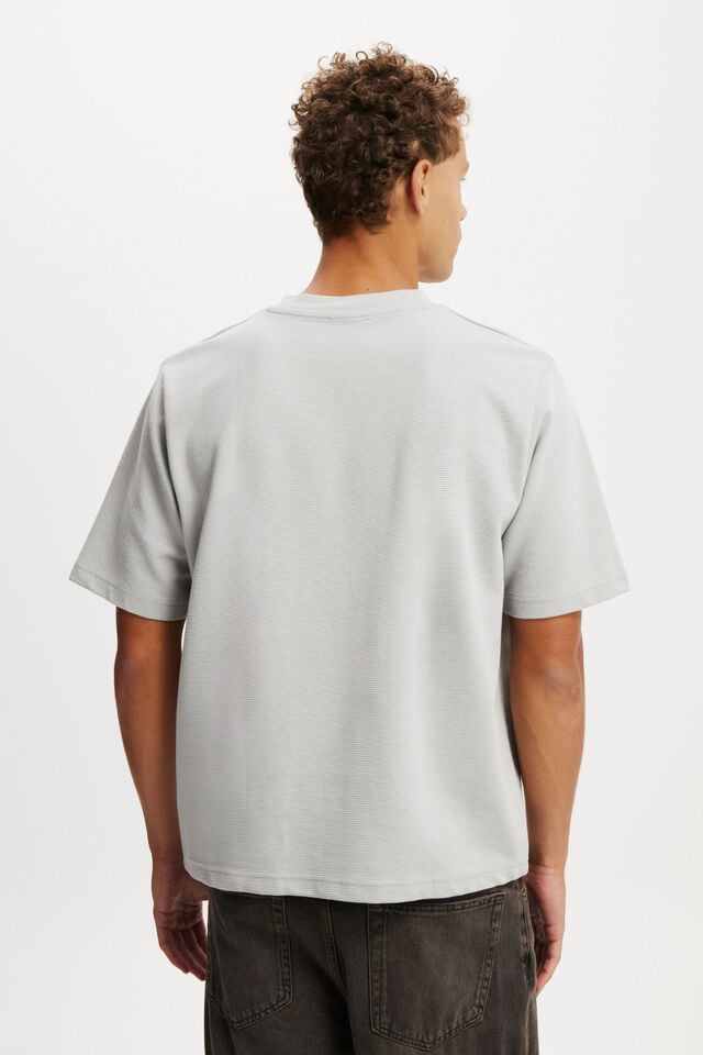 Cotton On Cropped Fit Textured T-Shirt Overcast Grey Texture