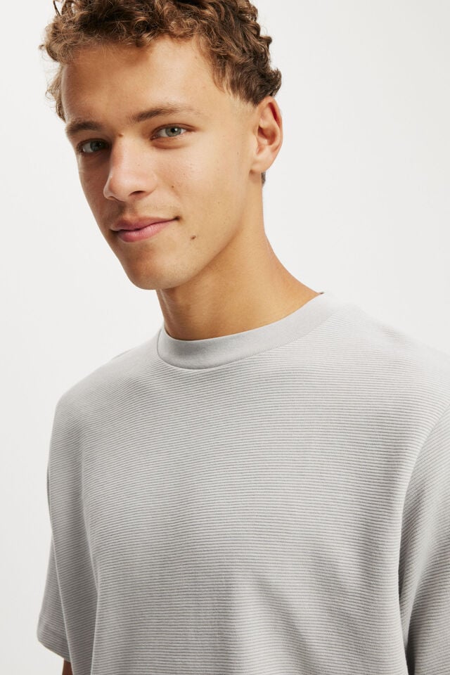 Cotton On Cropped Fit Textured T-Shirt Overcast Grey Texture